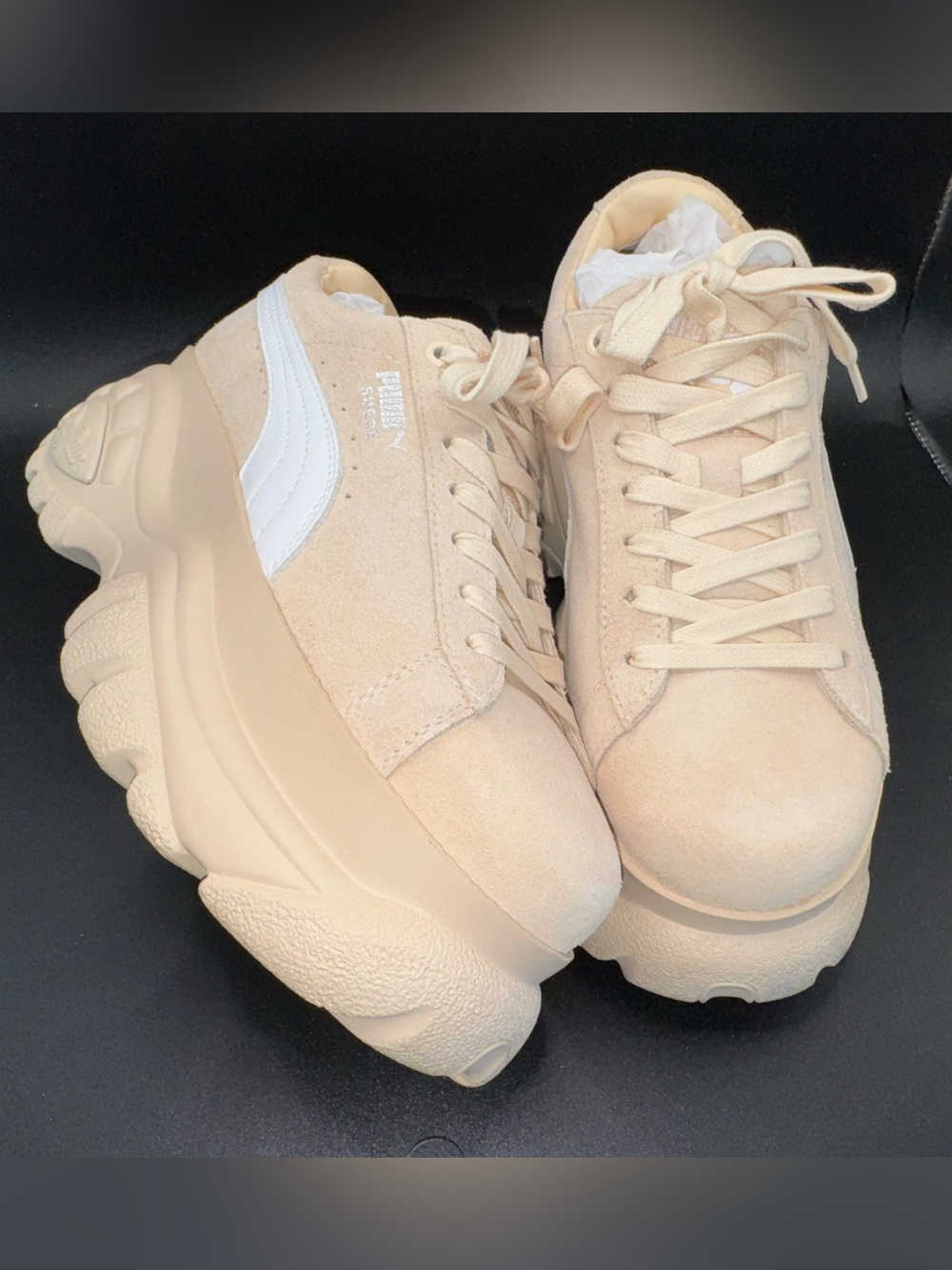 Puma Suede Classic x Buffalo Platform Sneakers Beige Cream Women’s 7 EU 38 Rare